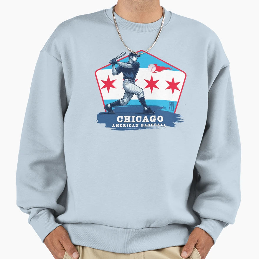 Usa American Baseball Chicago Sweatshirt - Graphic Print for Adults - T-Shirt, Sweatshirt, Hoodie