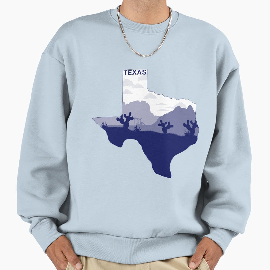 Blue Texas Sweatshirt - Minimalist Print for Adults - T-Shirt, Sweatshirt, Hoodie