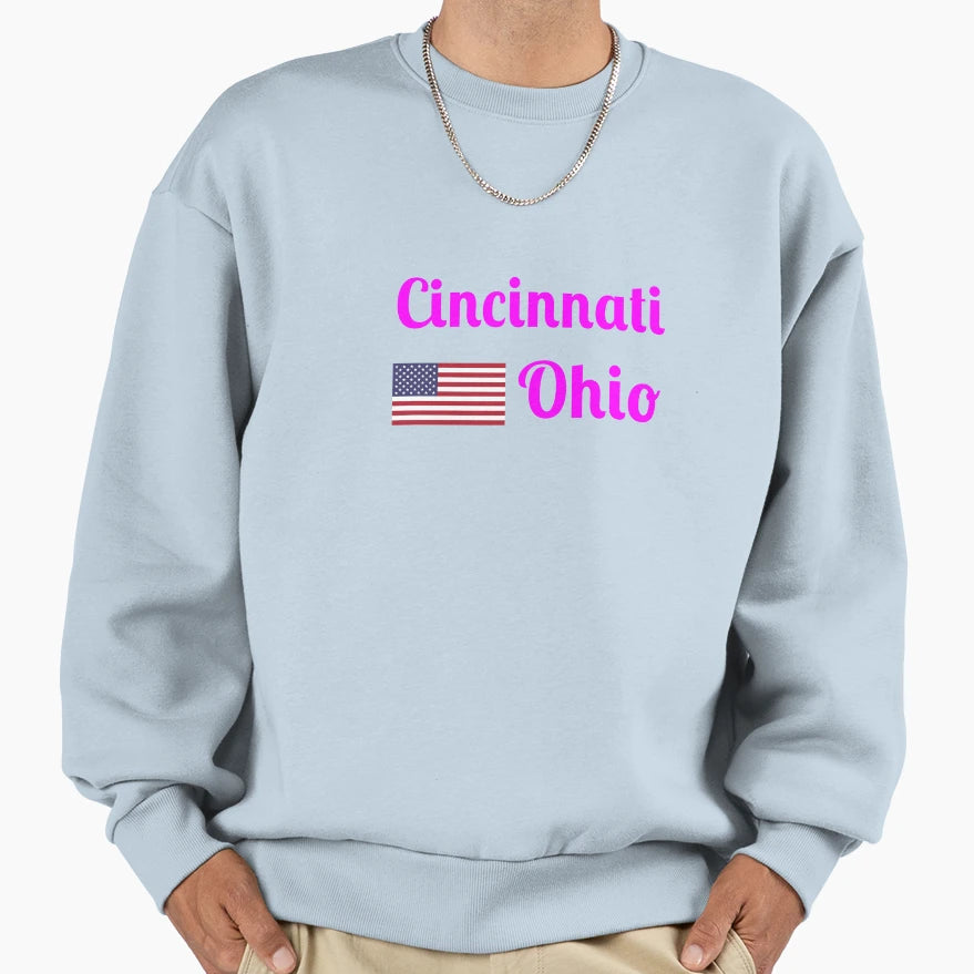 Cincinnati Ohio Stylish Prints Sweatshirt - Minimalist Print for Adults - T-Shirt, Sweatshirt, Hoodie