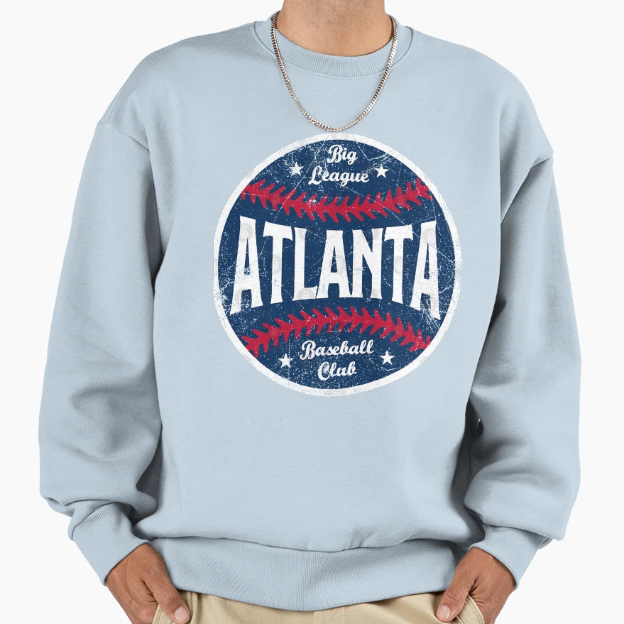Atlanta Big League Baseball White Sweatshirt - Casual Everyday Wear Unisex - T-Shirt, Sweatshirt, Hoodie