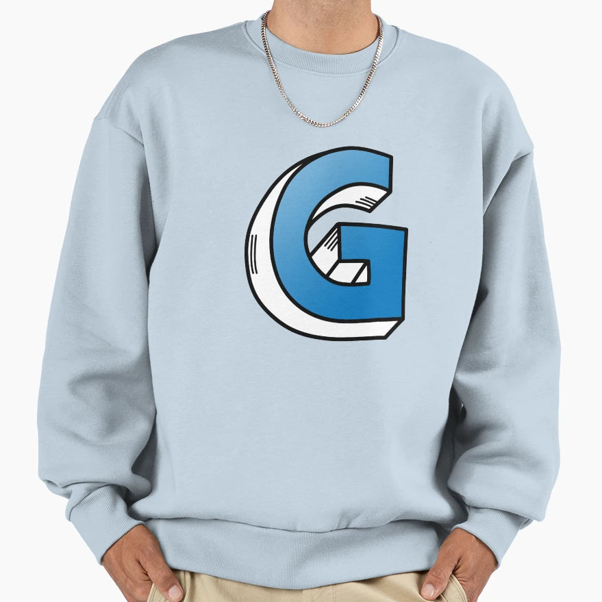 Letter G Blue Sweatshirt - Casual Everyday Wear Men Women - T-Shirt, Sweatshirt, Hoodie
