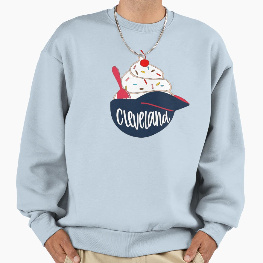 Cleveland Baseball Ice Cream Helmet Sweatshirt - Unique Graphic Unisex - T-Shirt, Sweatshirt, Hoodie