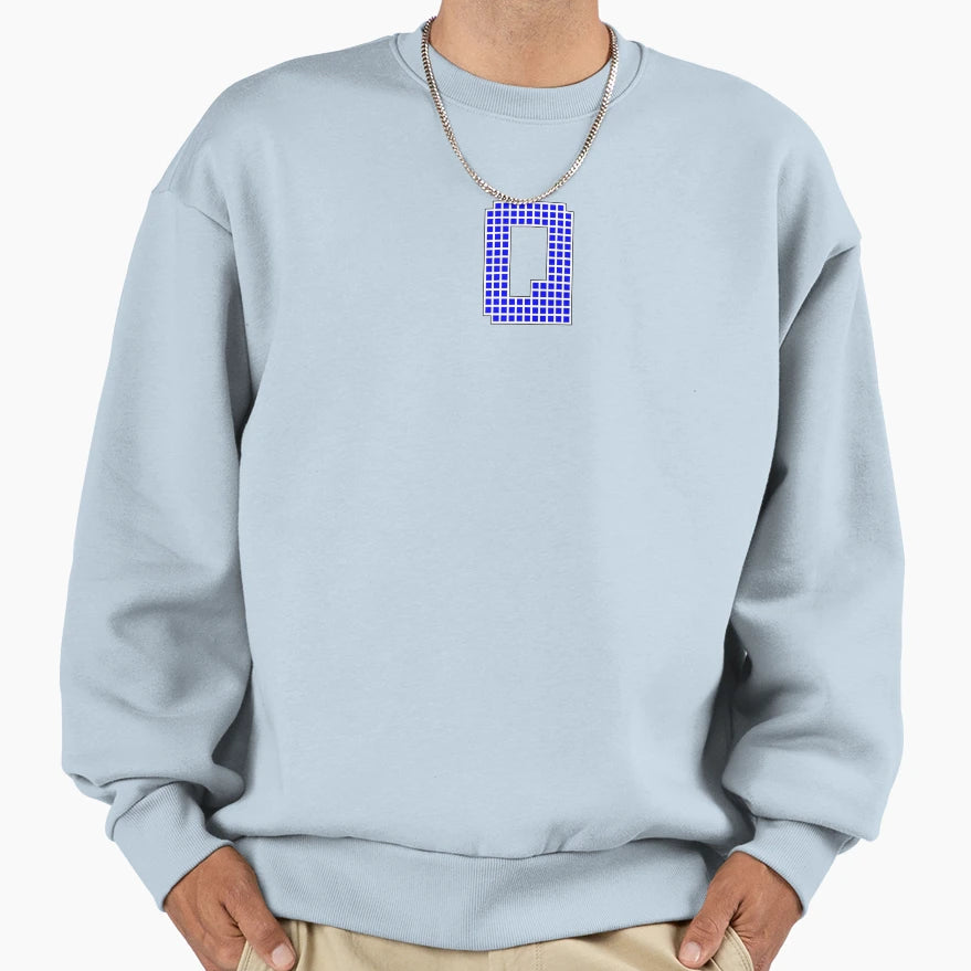 Uppercase Q Blue Pixel Block Sweatshirt - Minimalist Print Men Women - T-Shirt, Sweatshirt, Hoodie
