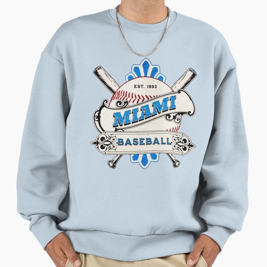 Miami Baseball Sweatshirt - Minimalist Print for Adults - T-Shirt, Sweatshirt, Hoodie