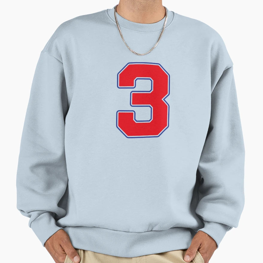 Jersey Number 3 Player Number Three Red T-Shirt - Minimalist Print Unisex - T-Shirt, Sweatshirt, Hoodie