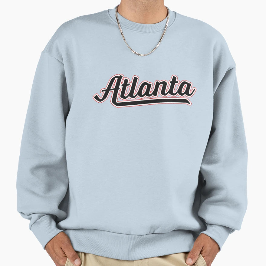 Atlanta Ga Sports Script Logo Navy Sweatshirt - Streetwear Style Men Women - T-Shirt, Sweatshirt, Hoodie