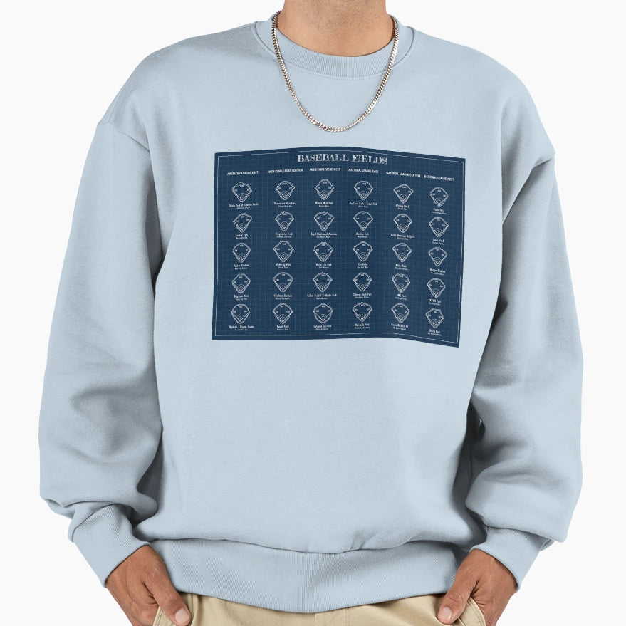 Baseball Fields Navy Bluprint Sweatshirt - Casual Everyday Wear Unisex - T-Shirt, Sweatshirt, Hoodie