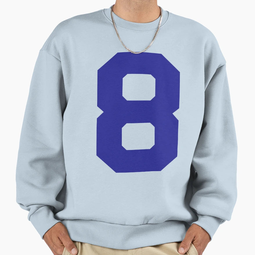 Number 8 Blue Eight Sports Sweatshirt - Fun Novelty Design for Adults - T-Shirt, Sweatshirt, Hoodie
