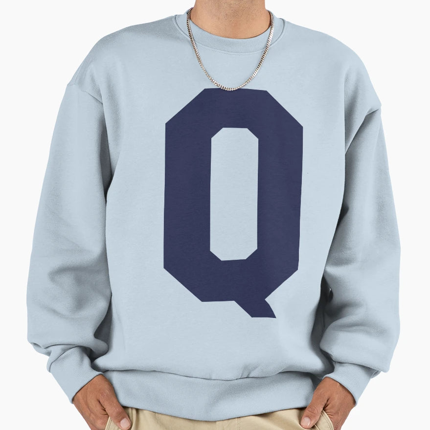 Alphabet Marine Blue Q Sports Letter Sweatshirt - Trendy Graphic Men Women - T-Shirt, Sweatshirt, Hoodie