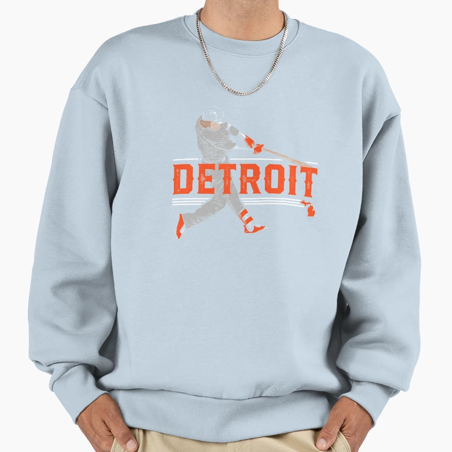 Detroit Baseball Slugger Home Run Sweatshirt - Novelty Apparel Unisex - T-Shirt, Sweatshirt, Hoodie