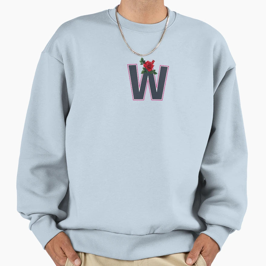 Rose Initial W Letter Romantic Sweatshirt - Casual Everyday Wear Unisex - T-Shirt, Sweatshirt, Hoodie