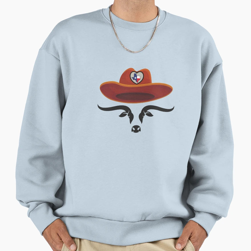 Cowboy Bull Sweatshirt - Minimalist Print Unisex - T-Shirt, Sweatshirt, Hoodie