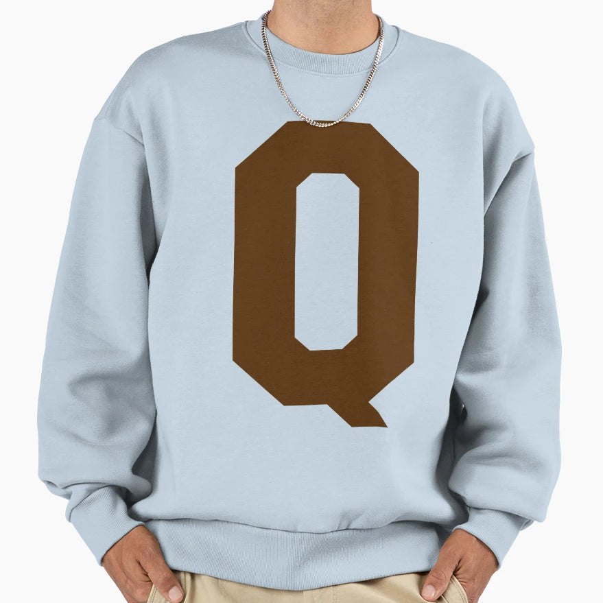Alphabet Brown Q Sports Letter Q Sweatshirt - Fun Novelty Design Men Women - T-Shirt, Sweatshirt, Hoodie