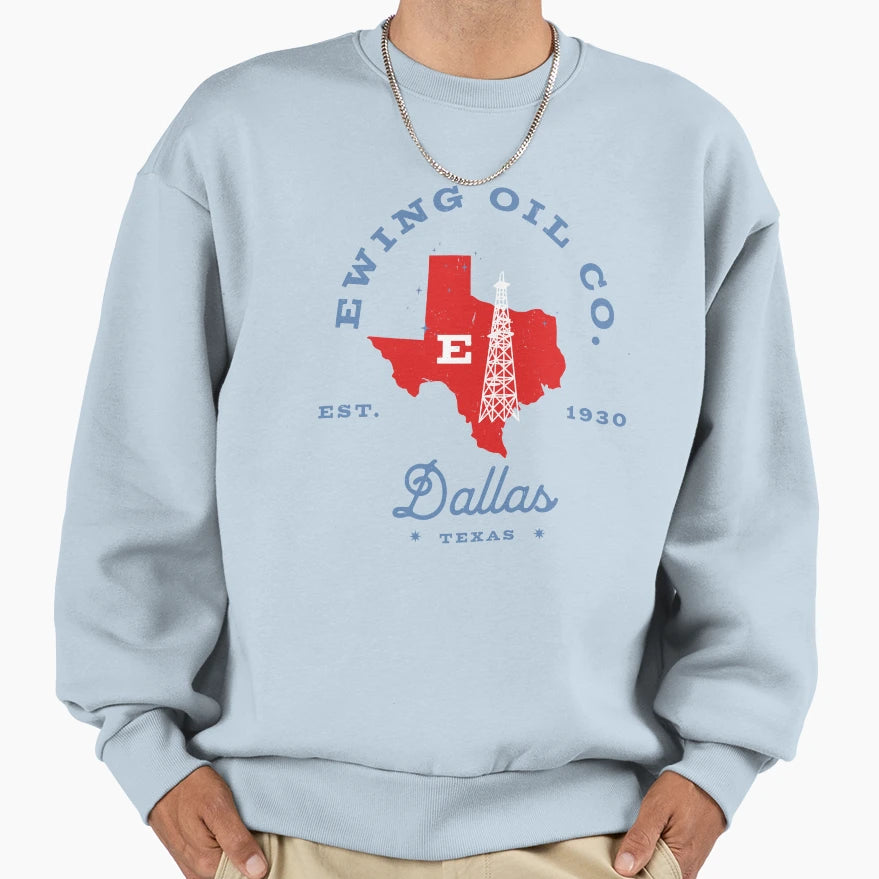 Ewing Oil Co Est 1930 Dallas Texas Sweatshirt - Trendy Graphic Unisex - T-Shirt, Sweatshirt, Hoodie