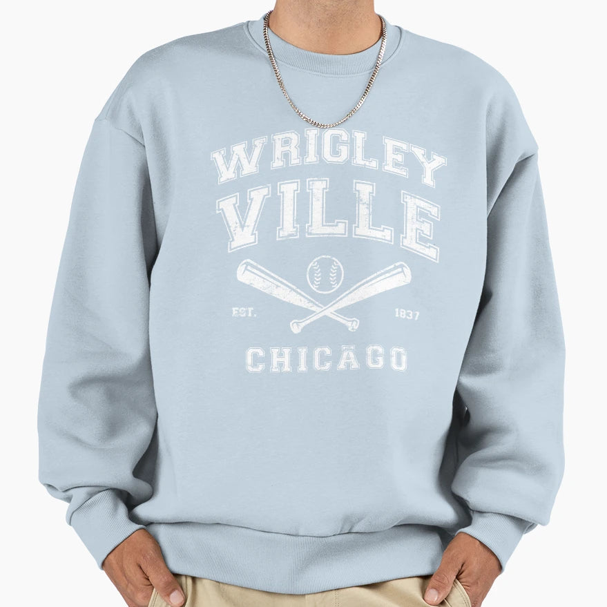 Wrigleyville Chicago Baseball Sweatshirt - Custom Art Print for Adults - T-Shirt, Sweatshirt, Hoodie