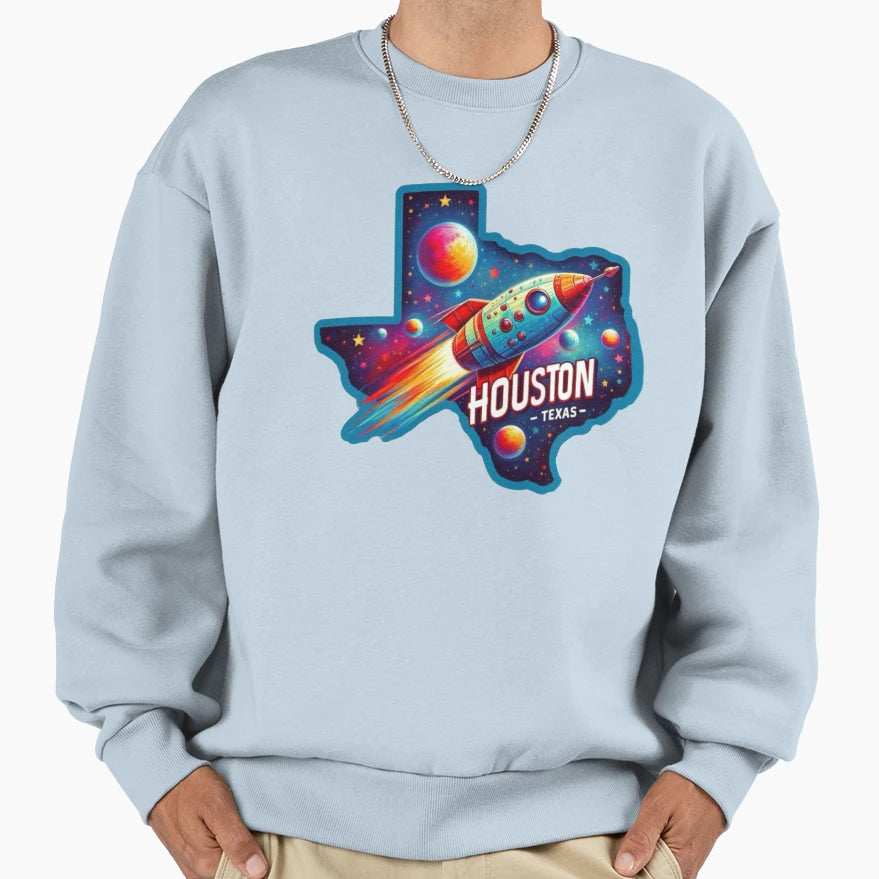 Houston Texas Usa Nasa Sweatshirt - Casual Everyday Wear Men Women - T-Shirt, Sweatshirt, Hoodie