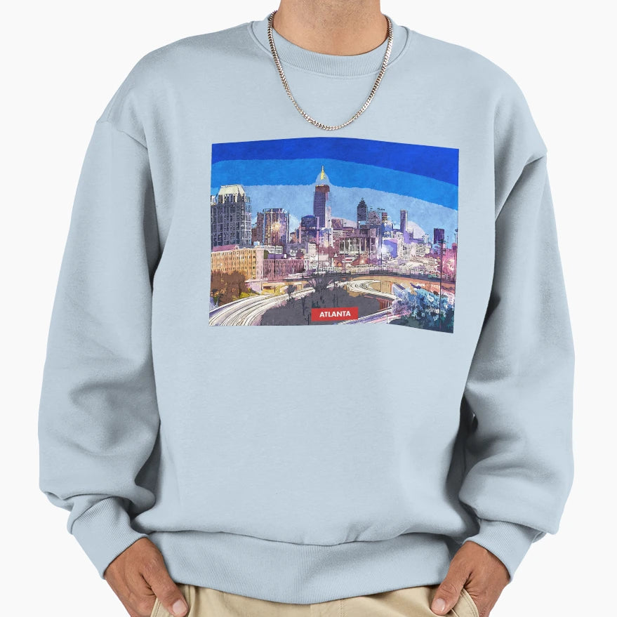 Atlanta City Skyline Sweatshirt - Trendy Graphic Men Women - T-Shirt, Sweatshirt, Hoodie