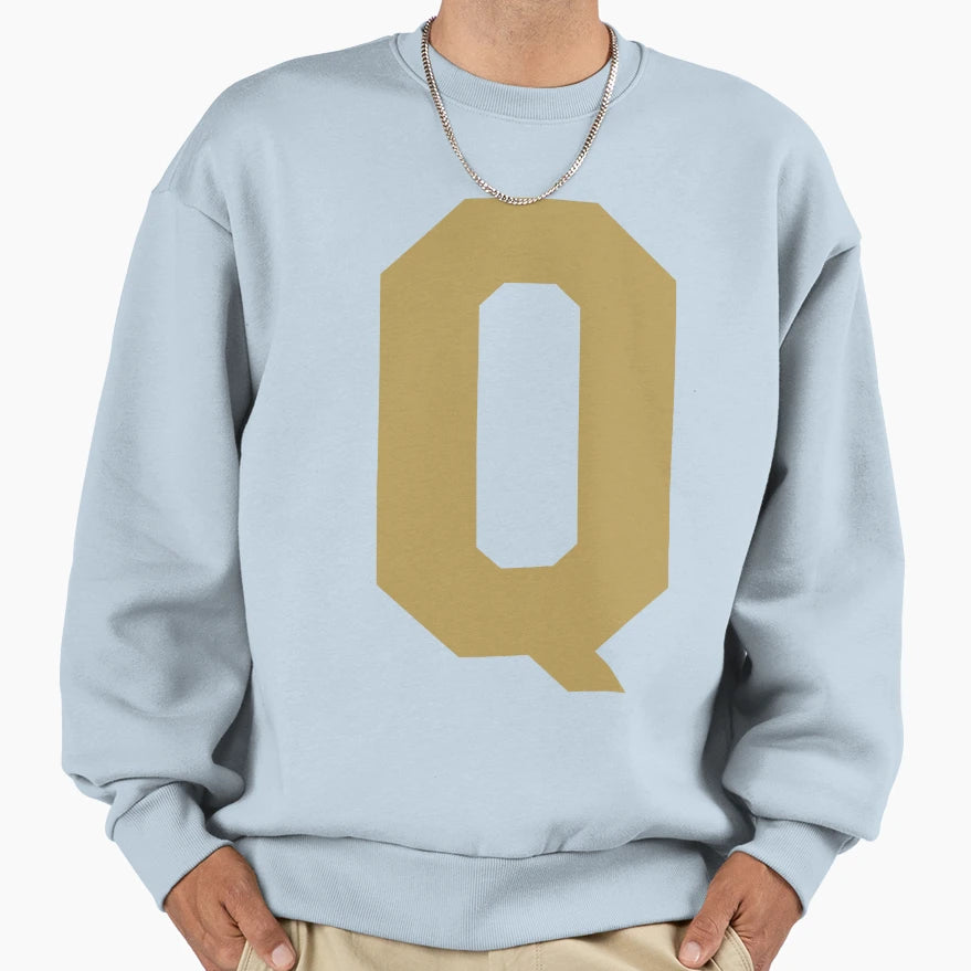Alphabet Gold Q Sports Letter Q Sweatshirt - Aesthetic Graphic Men Women - T-Shirt, Sweatshirt, Hoodie