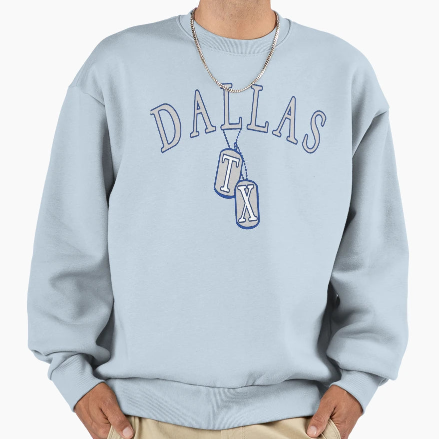 Dallas Tx Dog Tag T-Shirt - Aesthetic Graphic Men Women - T-Shirt, Sweatshirt, Hoodie