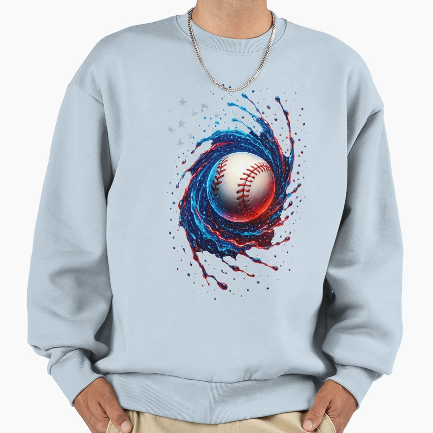 Baseball 4Th July Usa American Sweatshirt - Custom Art Print Men Women - T-Shirt, Sweatshirt, Hoodie