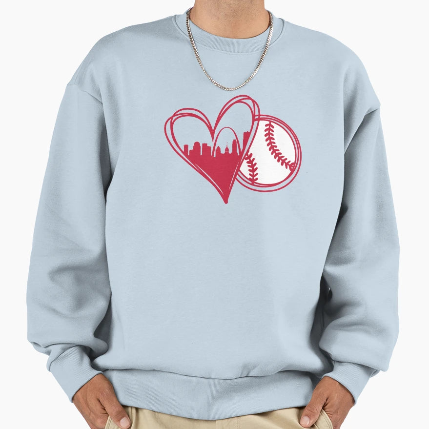 I Love St Louis Baseball City Skyline Sweatshirt - Novelty Apparel Unisex - T-Shirt, Sweatshirt, Hoodie