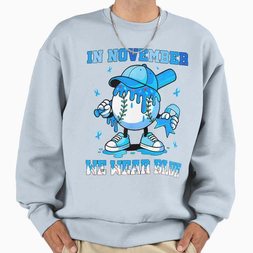 Bow Blue November Month Support Sweatshirt - Streetwear Style Men Women - T-Shirt, Sweatshirt, Hoodie