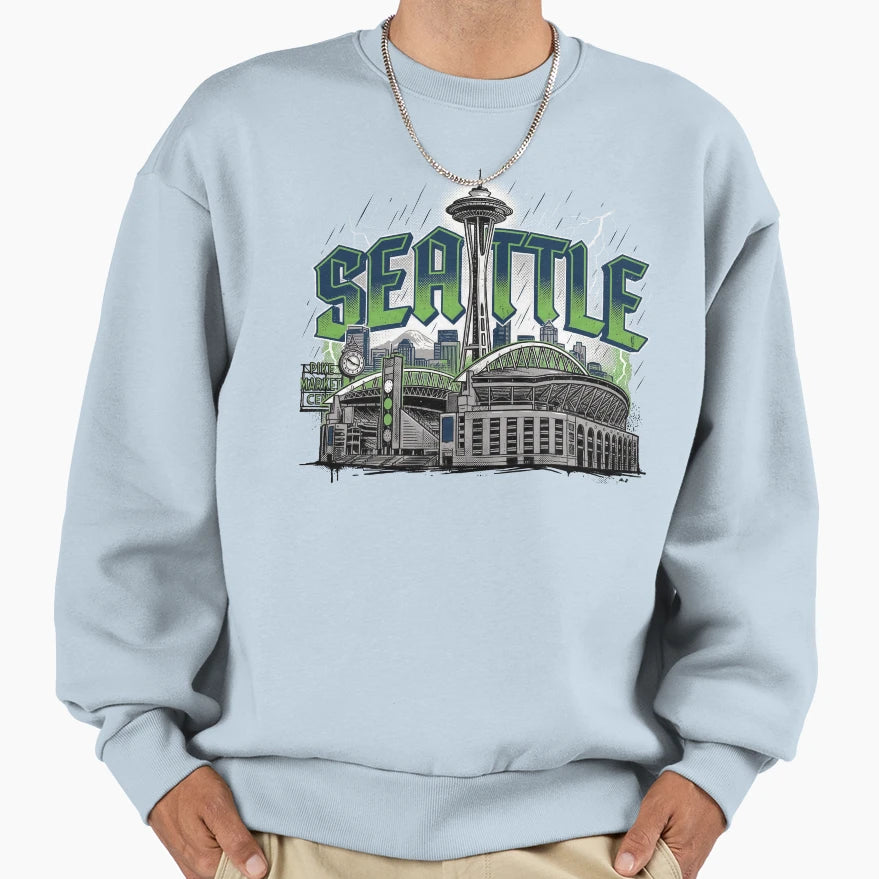 Seattle Illumenated Sweatshirt - Unique Graphic Men Women - T-Shirt, Sweatshirt, Hoodie