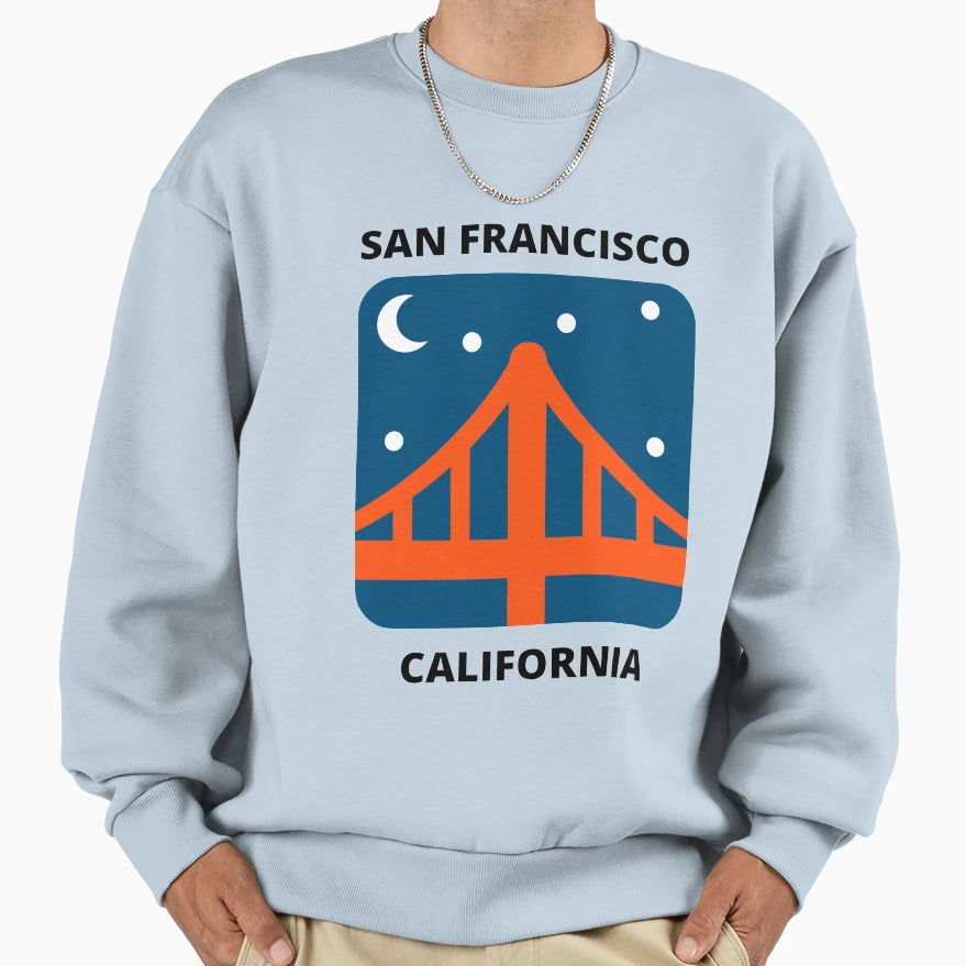 San Francisco Golden Gate Bridge Sweatshirt - Fun Novelty Design for Adults - T-Shirt, Sweatshirt, Hoodie