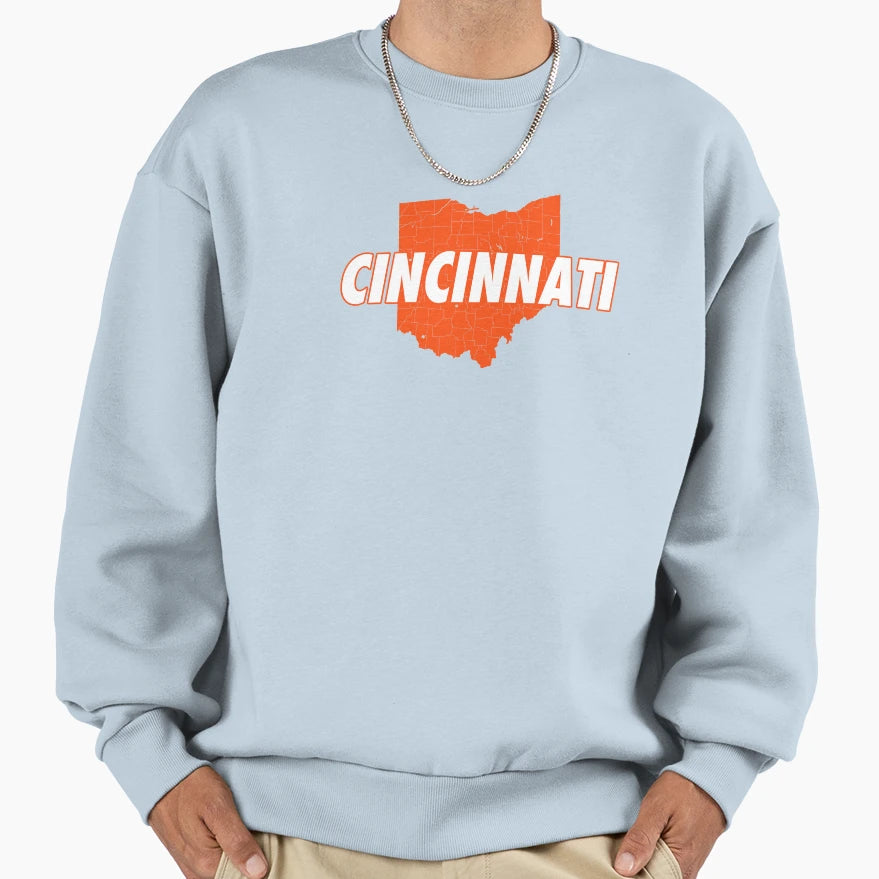 Cincinnati Ohio Orange Sweatshirt - Novelty Apparel Men Women - T-Shirt, Sweatshirt, Hoodie