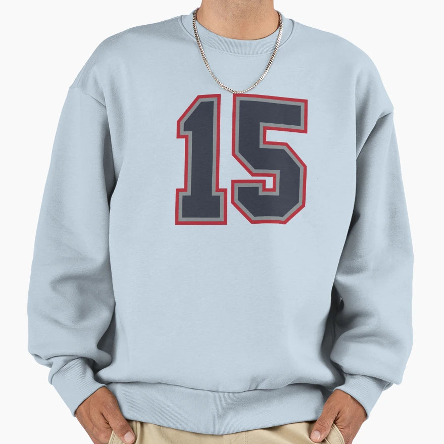 15 Navy Grey Red Sports Number Fifteen Sweatshirt - Minimalist Print Unisex - T-Shirt, Sweatshirt, Hoodie