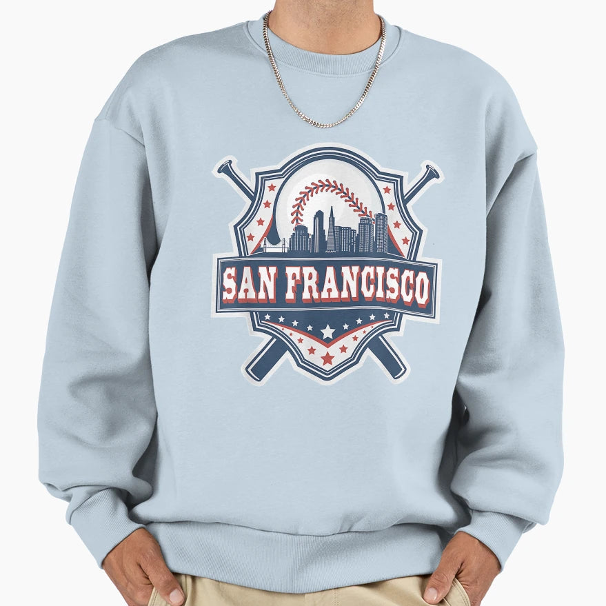 San Francisco Baseball Skyline Sweatshirt - Aesthetic Graphic Men Women - T-Shirt, Sweatshirt, Hoodie