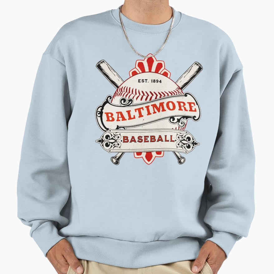 Baltimore Baseball Sweatshirt - Aesthetic Graphic Men Women - T-Shirt, Sweatshirt, Hoodie