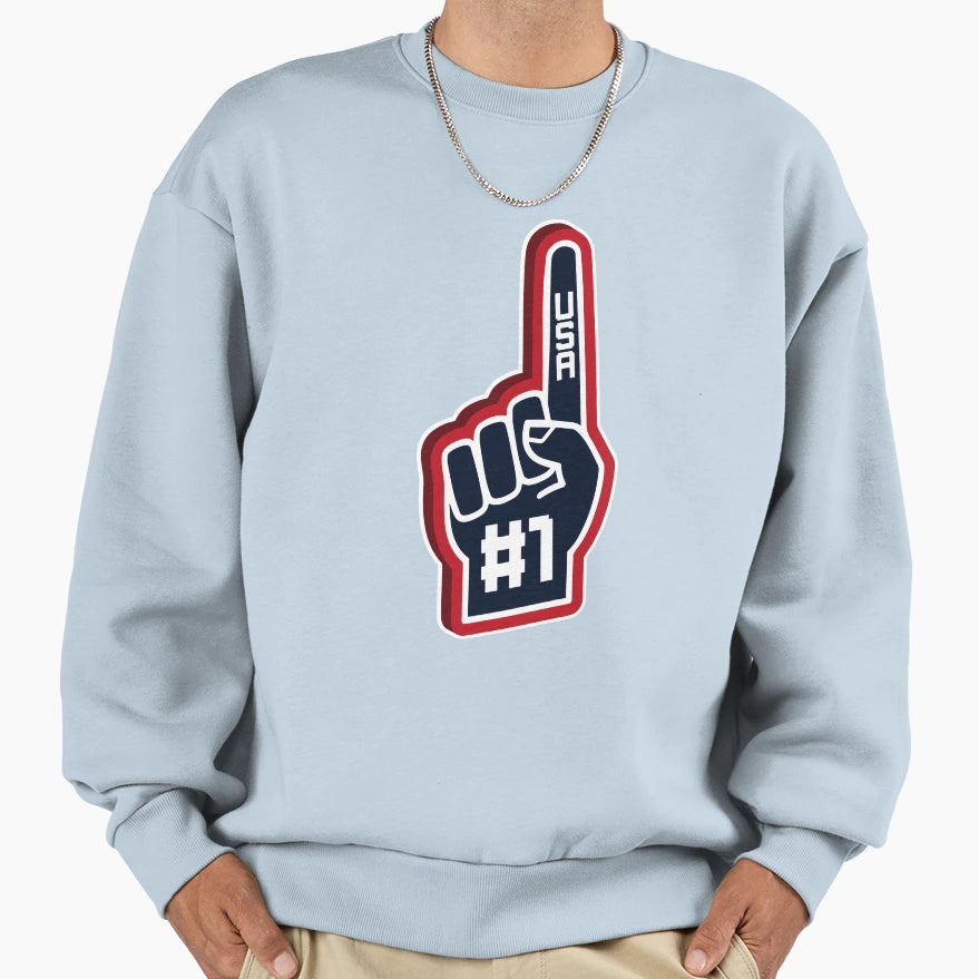 Fan Finger Number 1 Usa Team Sweatshirt - Minimalist Print for Adults - T-Shirt, Sweatshirt, Hoodie