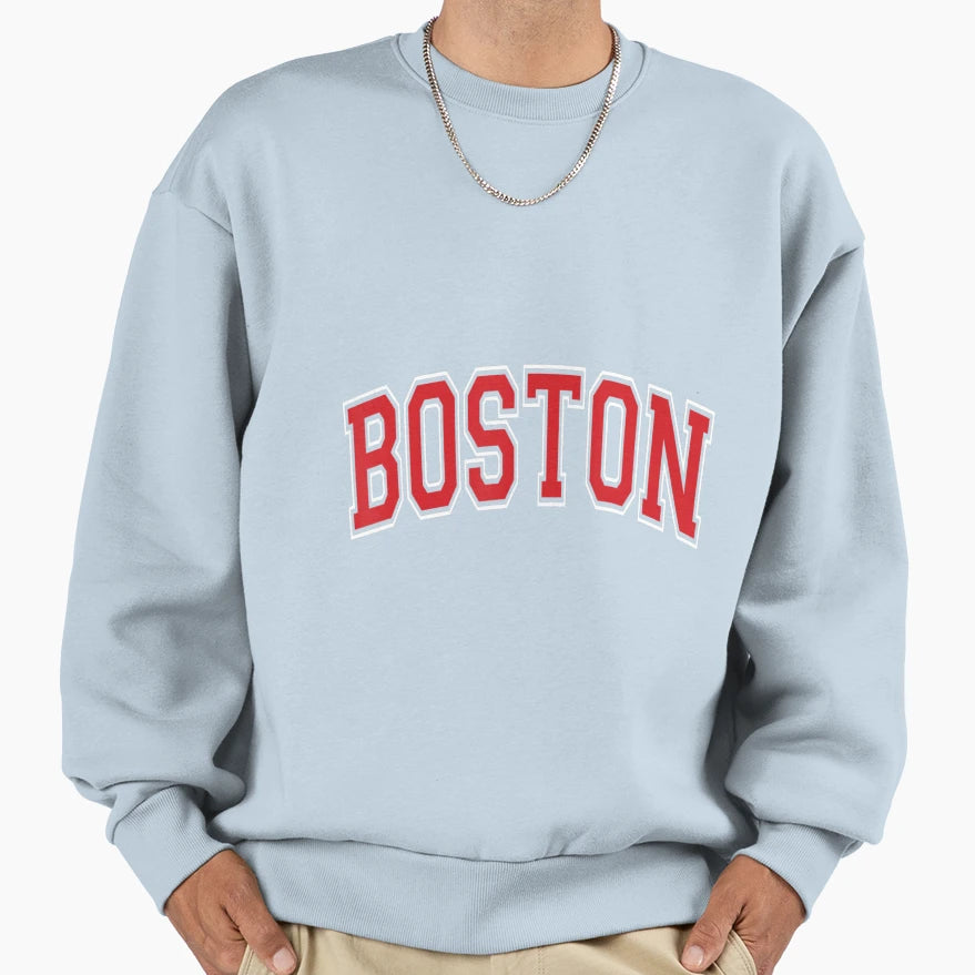 Boston Varsity Red Text Sweatshirt - Graphic Print for Adults - T-Shirt, Sweatshirt, Hoodie