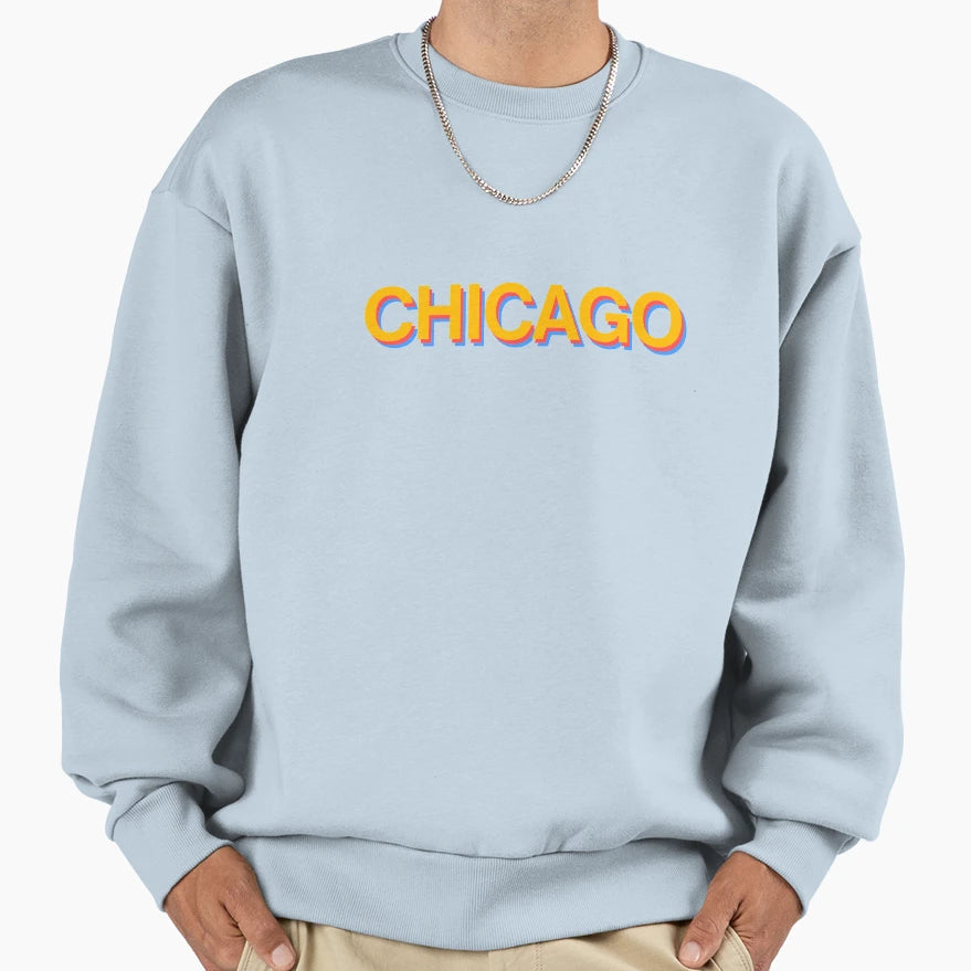 Chicago Illinois Travel Colorful Sweatshirt - Graphic Print for Adults - T-Shirt, Sweatshirt, Hoodie