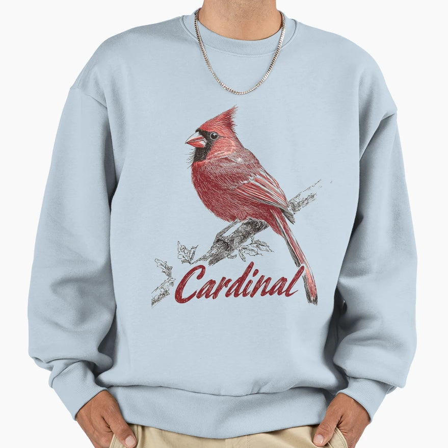 Intricate Cardinal Line Art Bold Sweatshirt - Novelty Apparel for Adults - T-Shirt, Sweatshirt, Hoodie