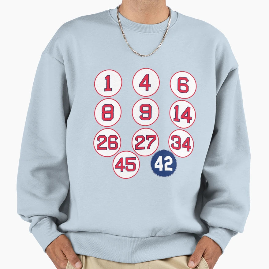Sox Retired Numbers Sweatshirt - Minimalist Print Men Women - T-Shirt, Sweatshirt, Hoodie