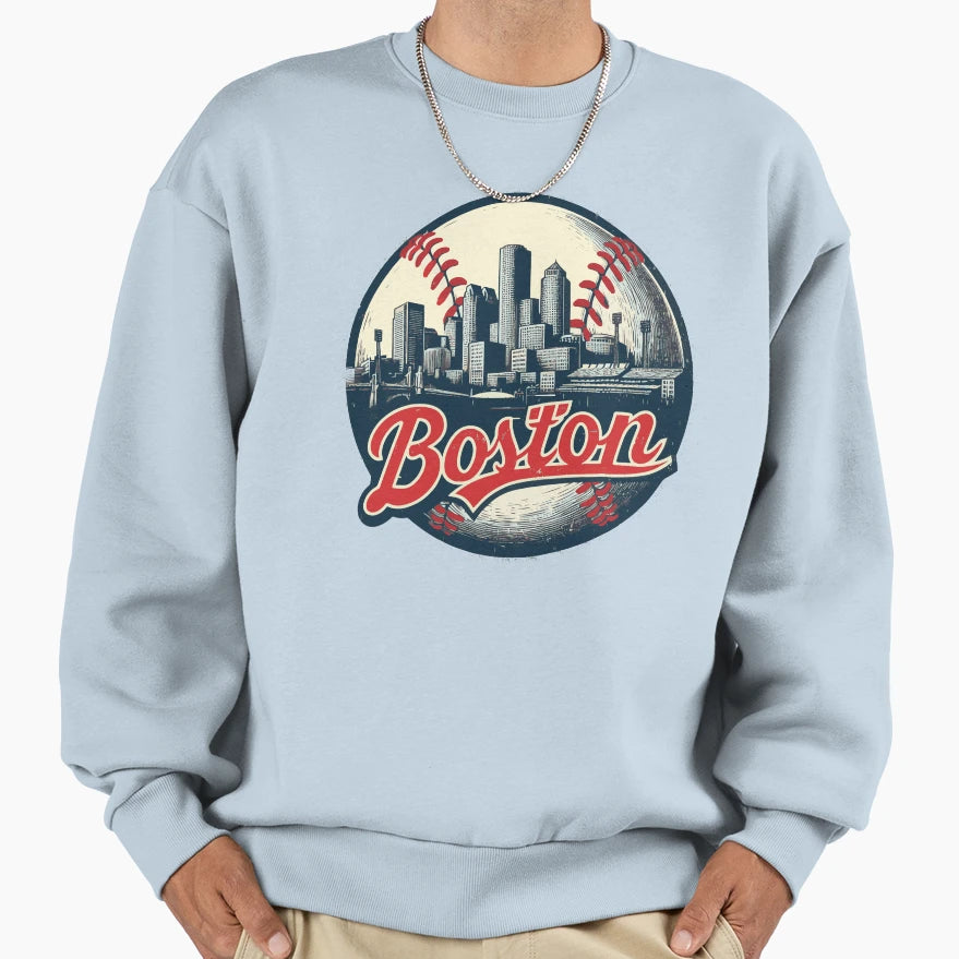 Boston Baseball Field Cityscape Sweatshirt - Trendy Graphic for Adults - T-Shirt, Sweatshirt, Hoodie