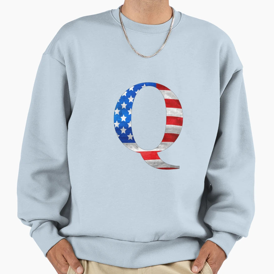 Us Usa America Flag Capital Letter Sweatshirt - Streetwear Style Men Women - T-Shirt, Sweatshirt, Hoodie
