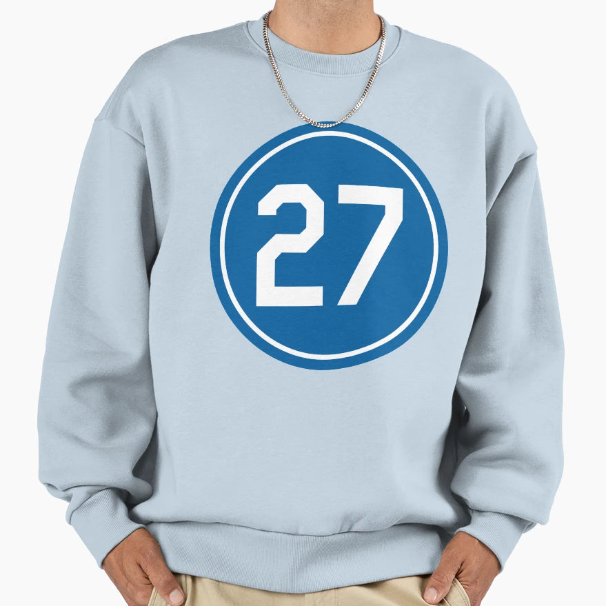 Trevor Bauer 27 Jersey Number Sweatshirt - Trendy Graphic for Adults - T-Shirt, Sweatshirt, Hoodie