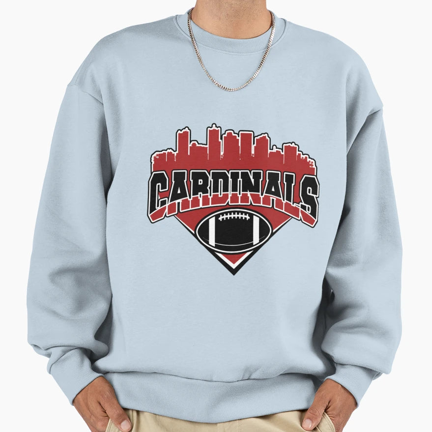 Cardinals Football Skyline Football T-Shirt - Unique Graphic for Adults - T-Shirt, Sweatshirt, Hoodie