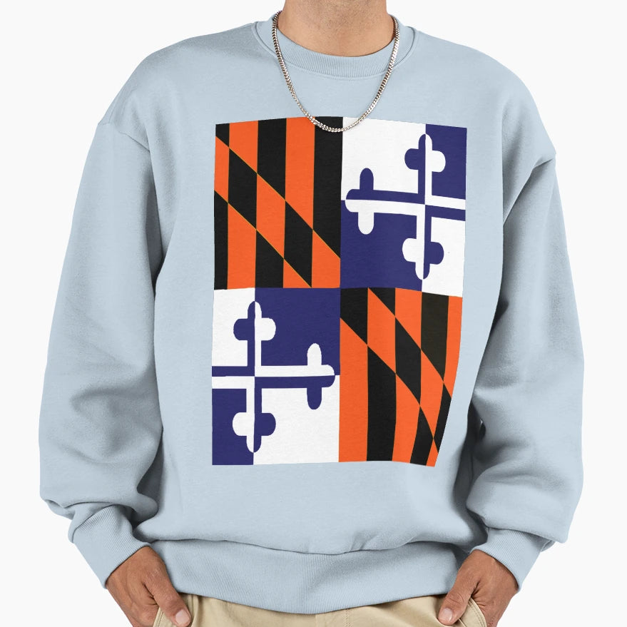 Maryland State Flag Art Banner Sweatshirt - Minimalist Print Men Women - T-Shirt, Sweatshirt, Hoodie