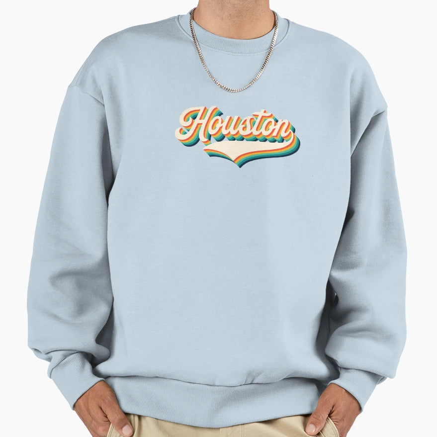 Houston Texas 70S Colorful Gift Sweatshirt - Unique Graphic Men Women - T-Shirt, Sweatshirt, Hoodie