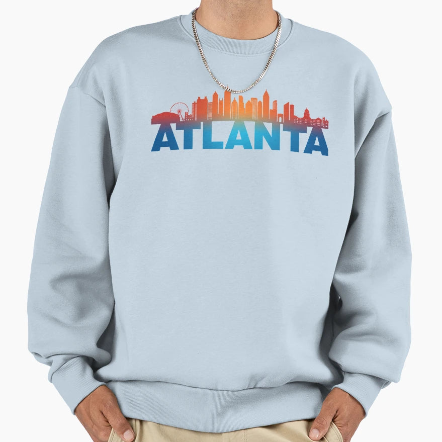 Atlanta City Skyline Landmark Sweatshirt - Custom Art Print Unisex - T-Shirt, Sweatshirt, Hoodie