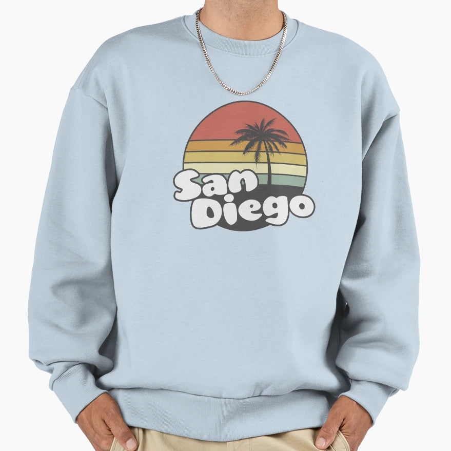 San Diego California Palm Tree Sweatshirt - Aesthetic Graphic Unisex - T-Shirt, Sweatshirt, Hoodie