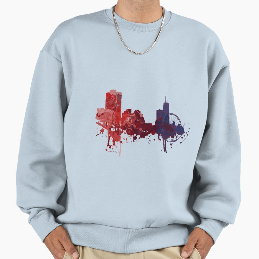 Chicago Painted Skylines Sweatshirt - Novelty Apparel Unisex - T-Shirt, Sweatshirt, Hoodie