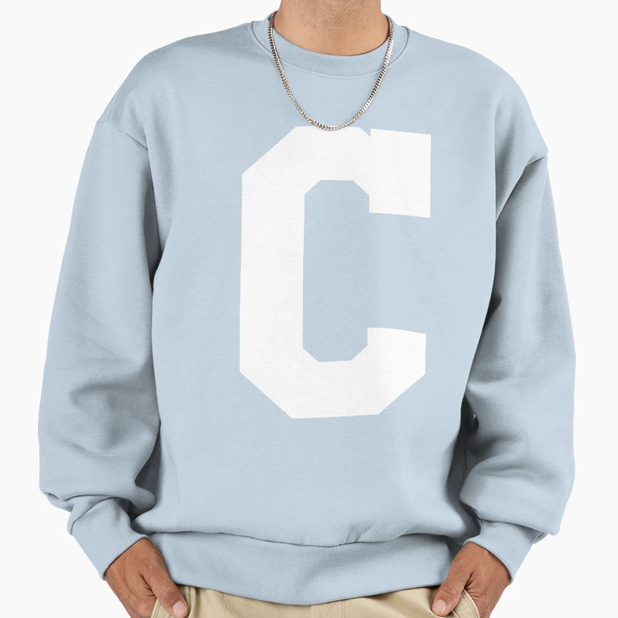 Alphabet White C Sports Letter C Sweatshirt - Casual Everyday Wear Unisex - T-Shirt, Sweatshirt, Hoodie