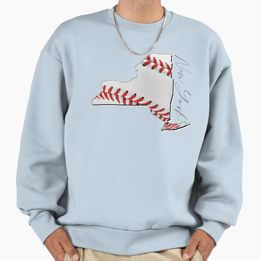 New York Usa Map Real Baseball En Sweatshirt - Aesthetic Graphic Men Women - T-Shirt, Sweatshirt, Hoodie