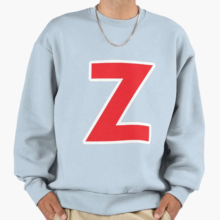 Z Initial Letter Z Red And White Sweatshirt - Minimalist Print Unisex - T-Shirt, Sweatshirt, Hoodie
