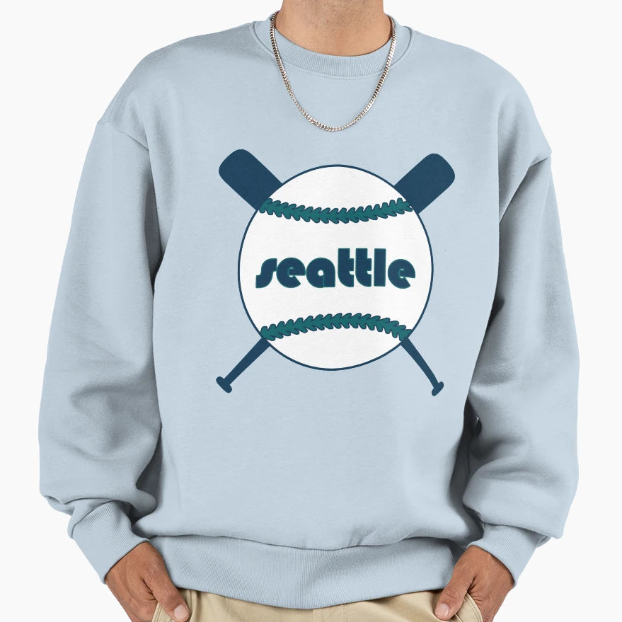 Seattle Throwback Baseball Sweatshirt - Minimalist Print for Adults - T-Shirt, Sweatshirt, Hoodie